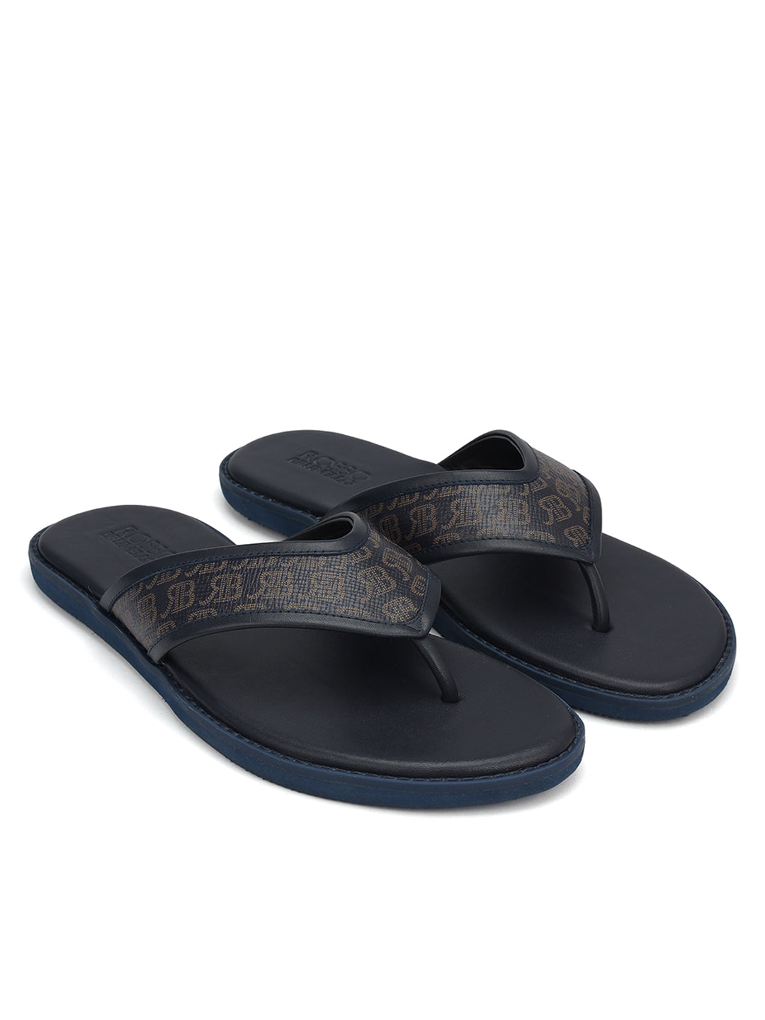 Blue Thong Leather Slippers