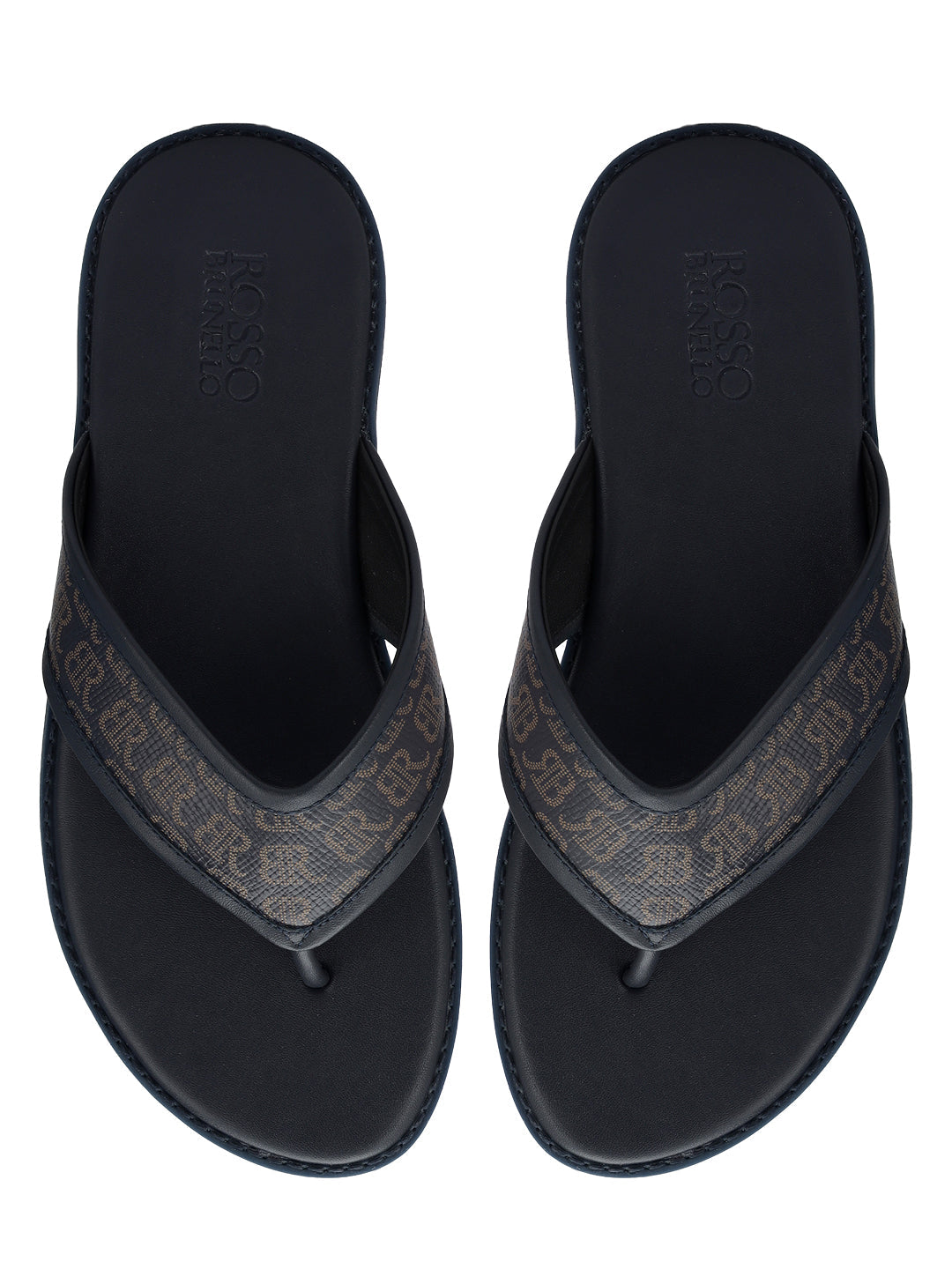 Blue Thong Leather Slippers