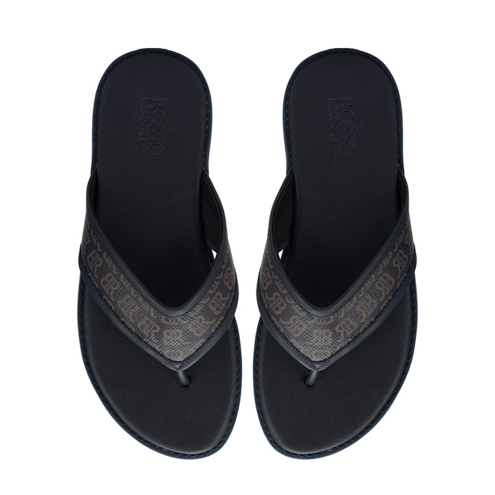 Blue Thong Leather Slippers