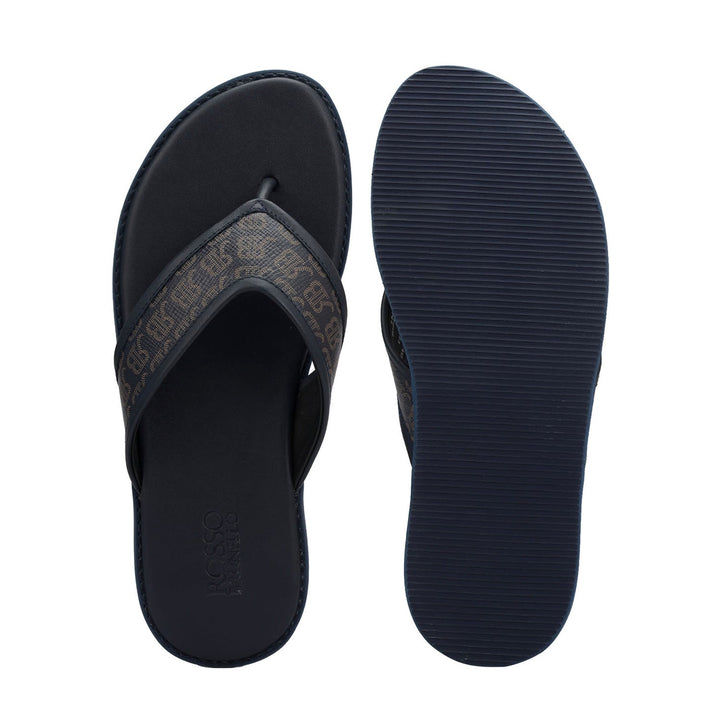 Blue Thong Leather Slippers