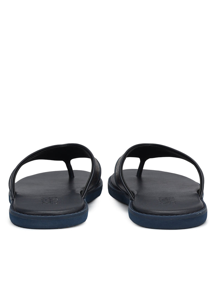 Blue Thong Leather Slippers