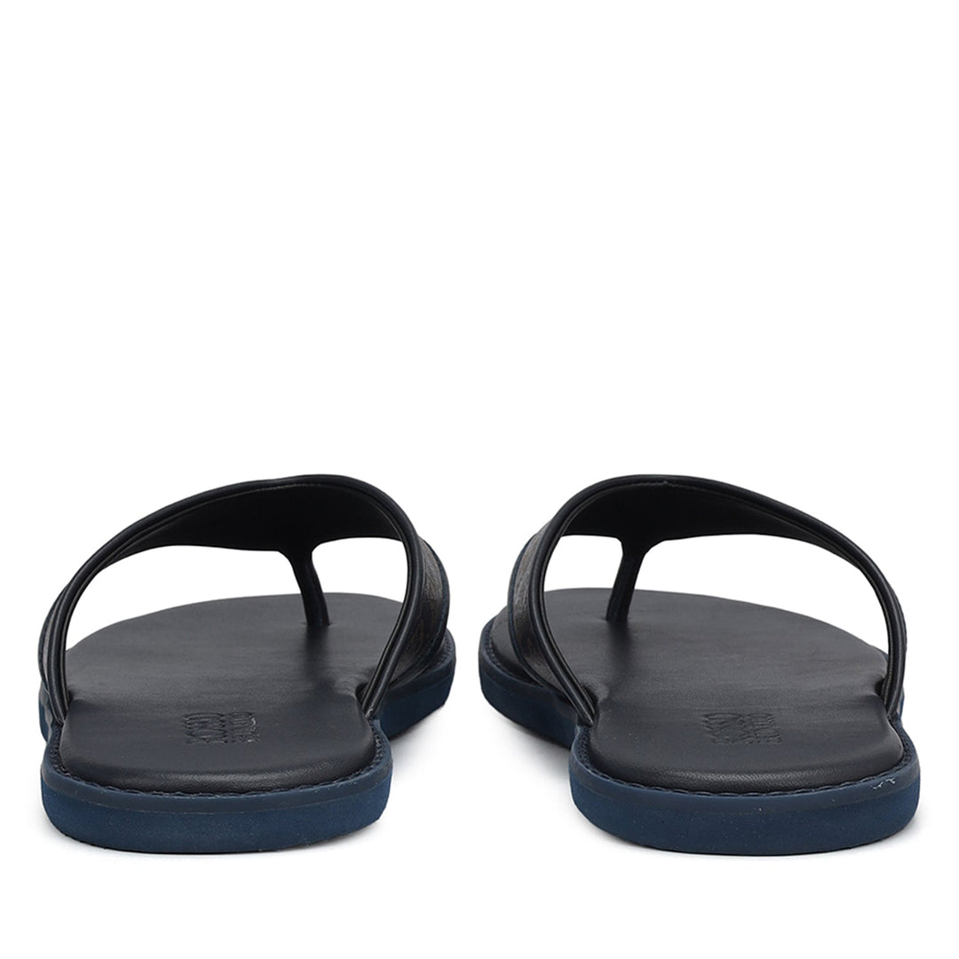 Blue Thong Leather Slippers