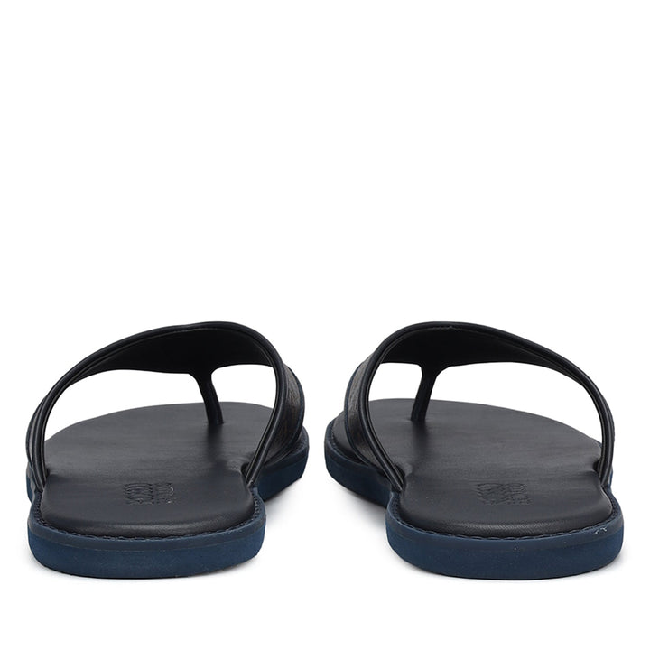 Blue Thong Leather Slippers