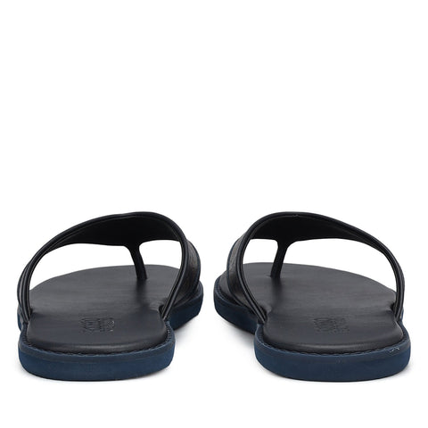 Blue Thong Leather Slippers