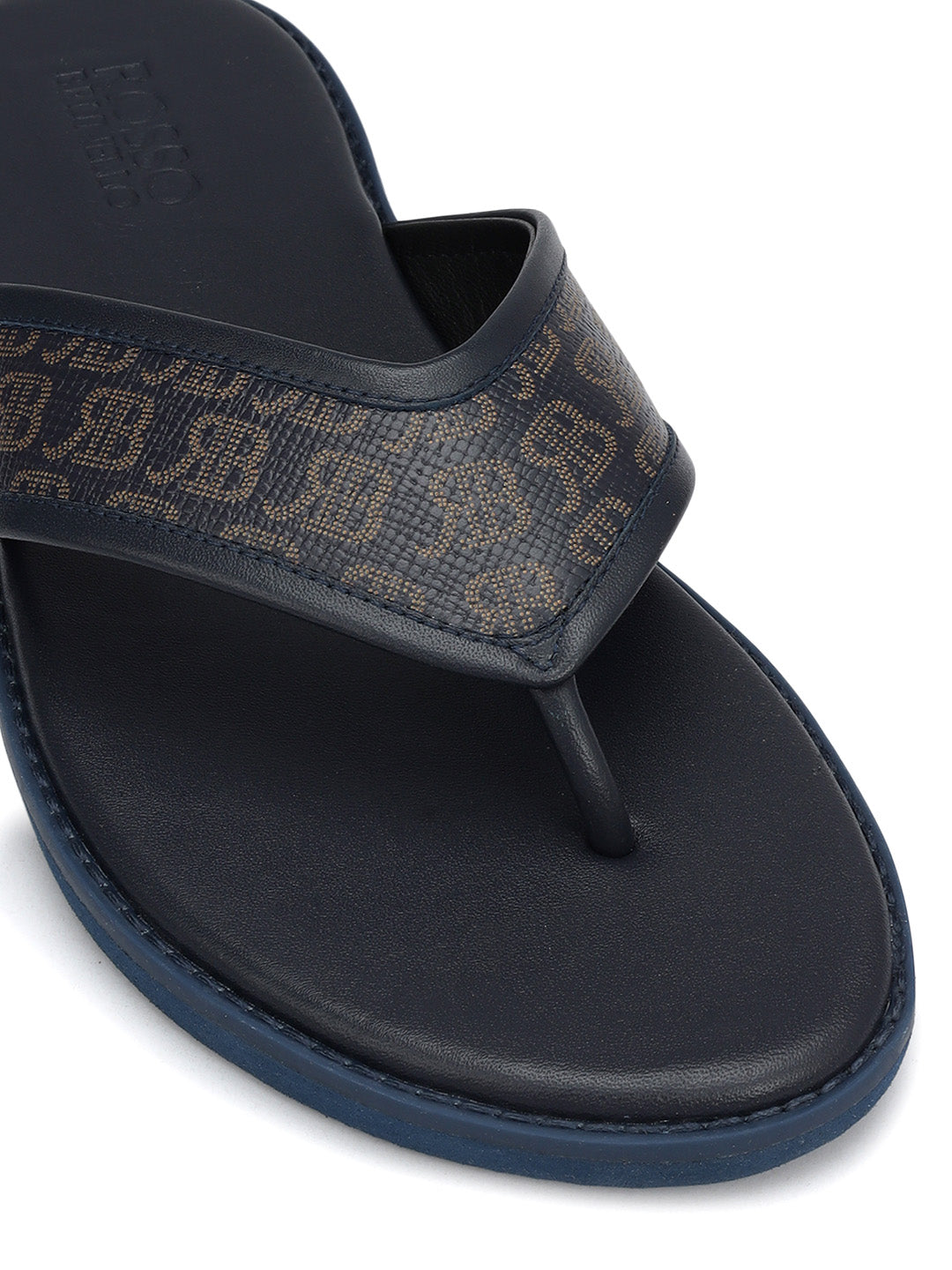 Blue Thong Leather Slippers