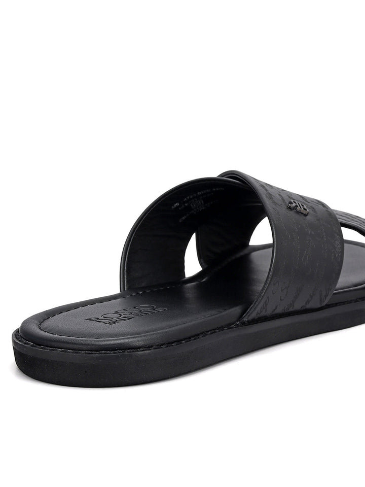 Black Criss Cross Leather Slippers