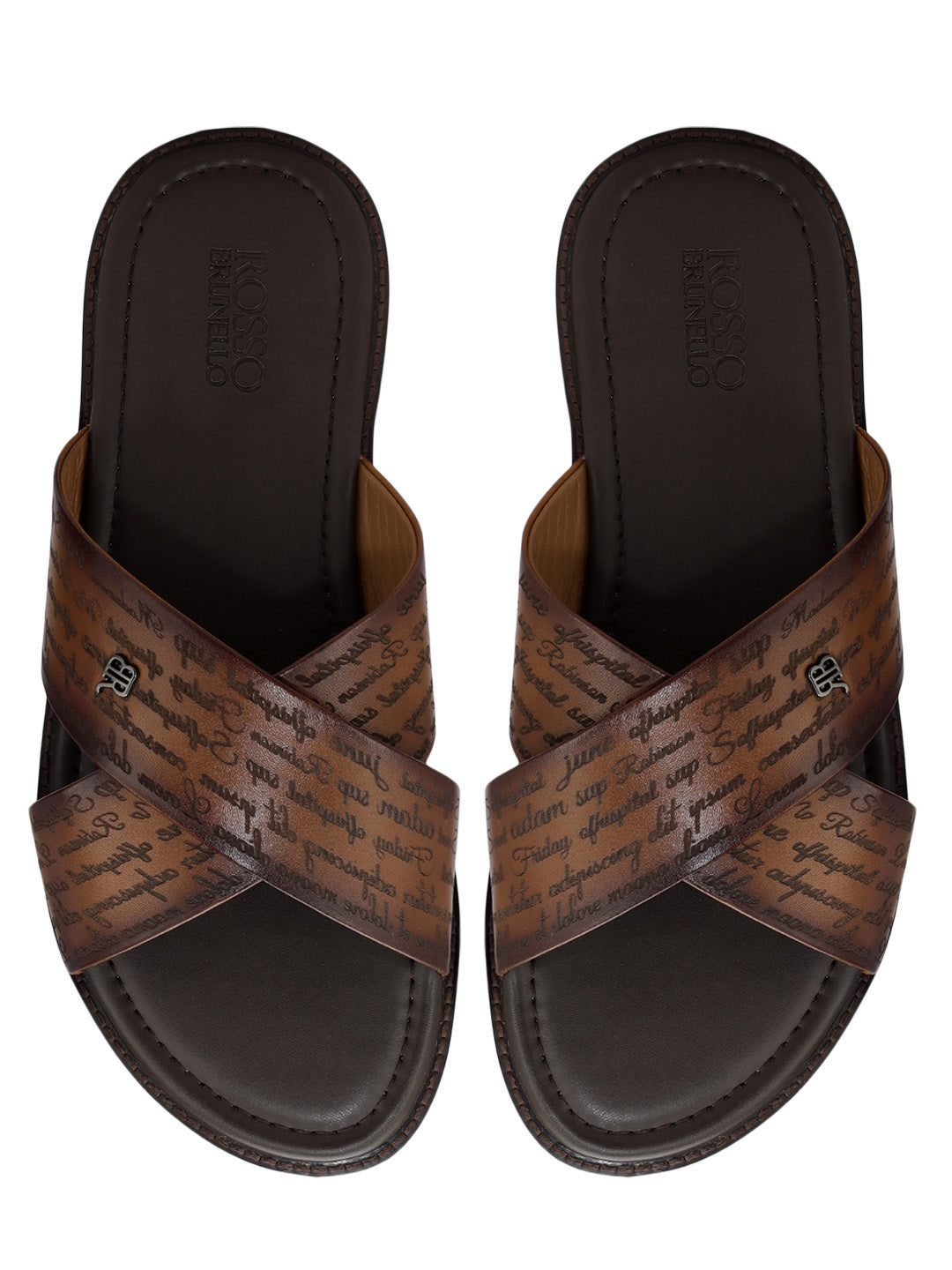 Tan Criss Cross Leather Slippers