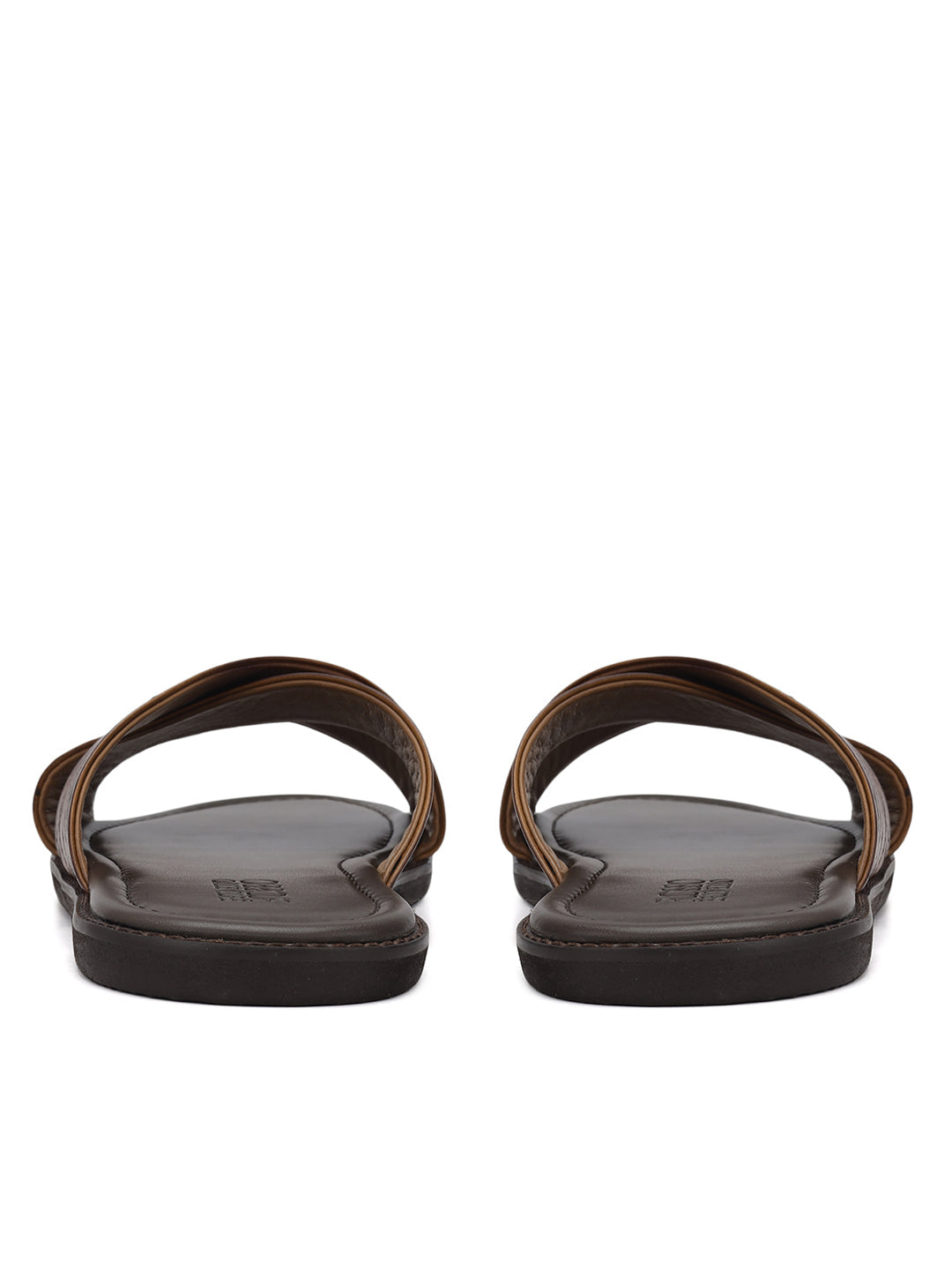 Tan Criss Cross Leather Slippers