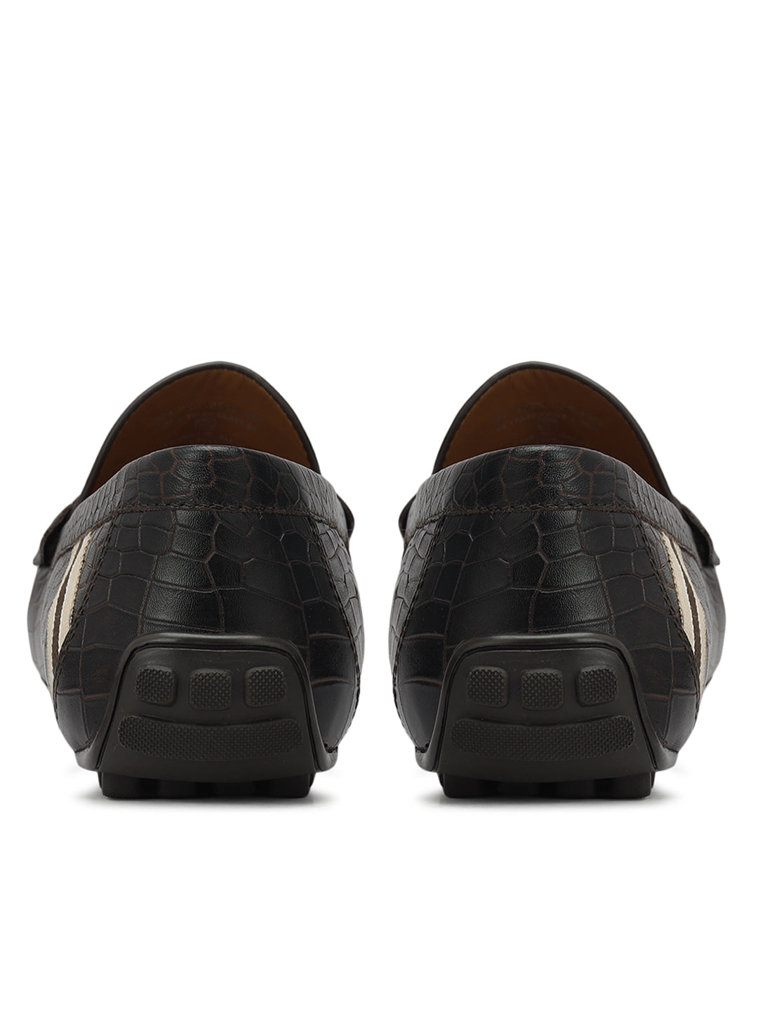 Brown Croco Textured Moccasins