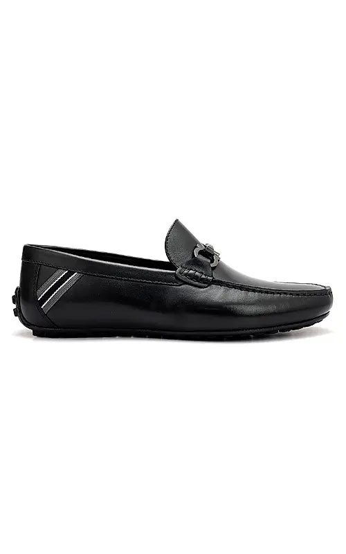 Black Moccasins With Metal Buckle