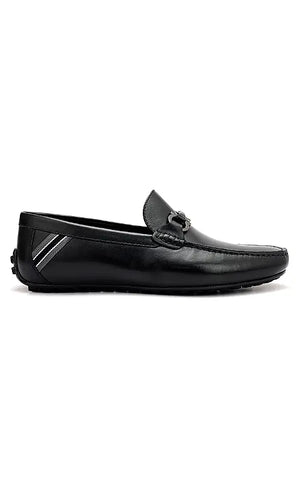 Black Moccasins With Metal Buckle