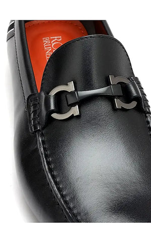 Black Moccasins With Metal Buckle