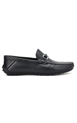 Blue Moccasins With Metal Buckle