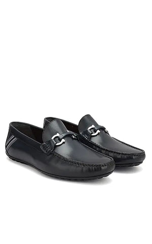 Blue Moccasins With Metal Buckle