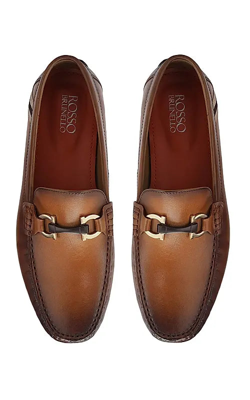 Tan Moccasins With Metal Buckle