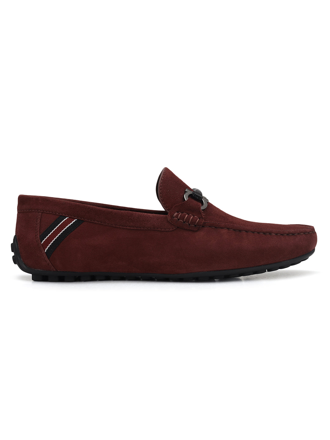 Burgundy Suede Leather Moccasins