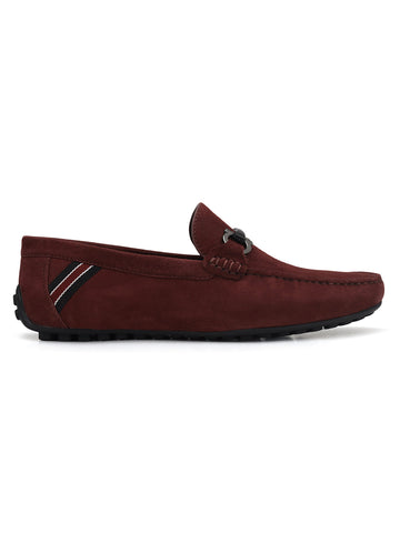 Burgundy Suede Leather Moccasins
