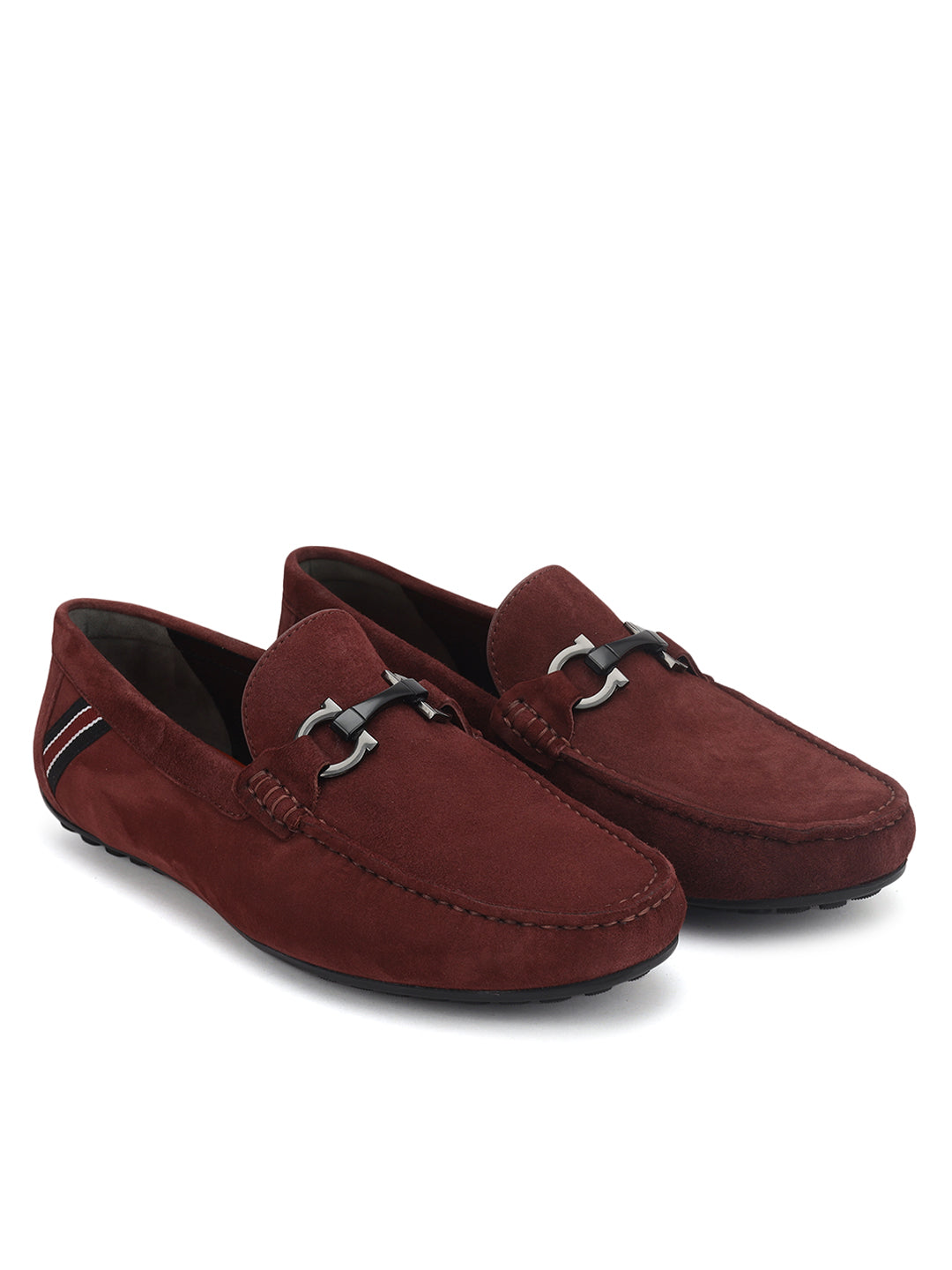 Burgundy Suede Leather Moccasins
