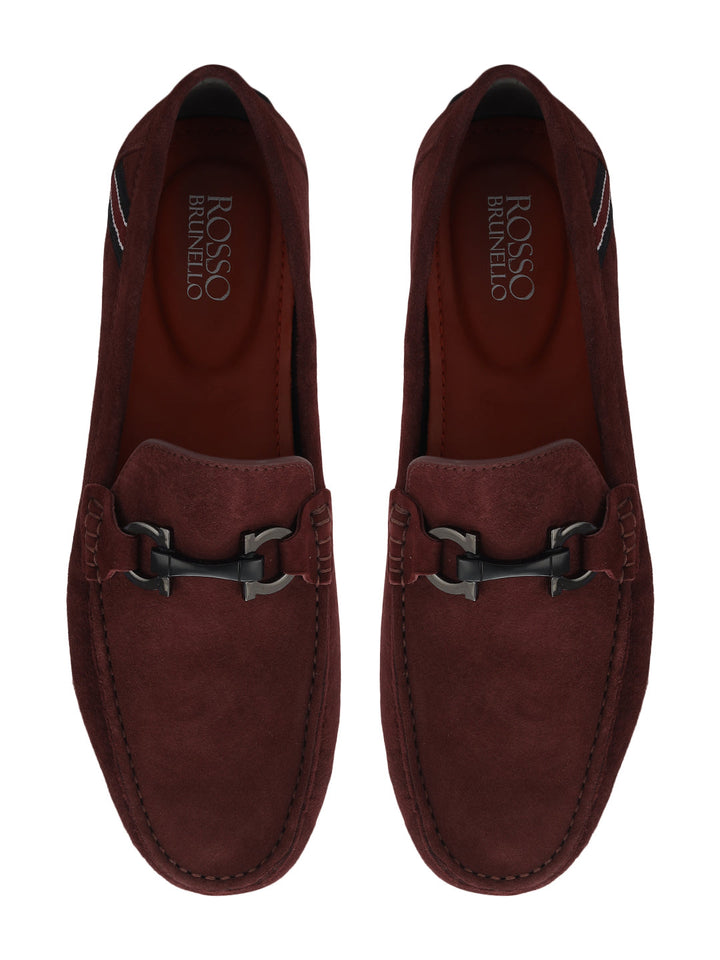 Burgundy Suede Leather Moccasins