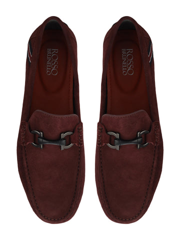 Burgundy Suede Leather Moccasins