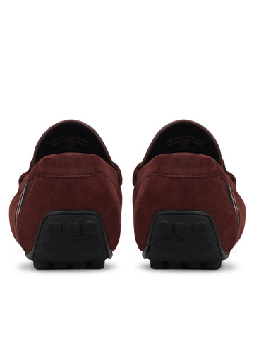 Burgundy Suede Leather Moccasins