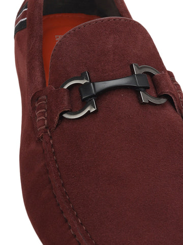 Burgundy Suede Leather Moccasins
