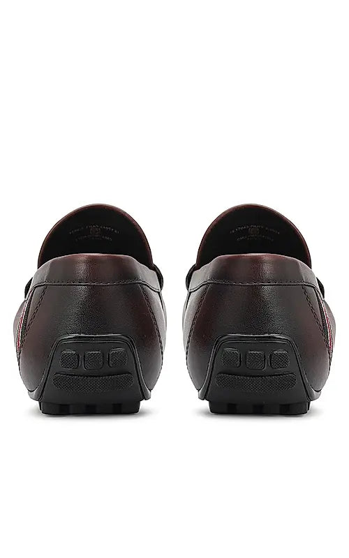 Burgundy Moccasins With Metal Buckle