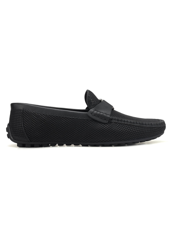 Black Moccasins With Logo Buckle