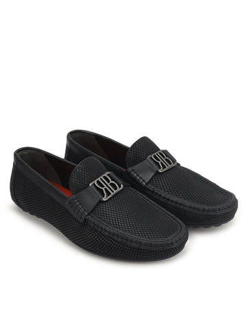 Black Moccasins With Logo Buckle