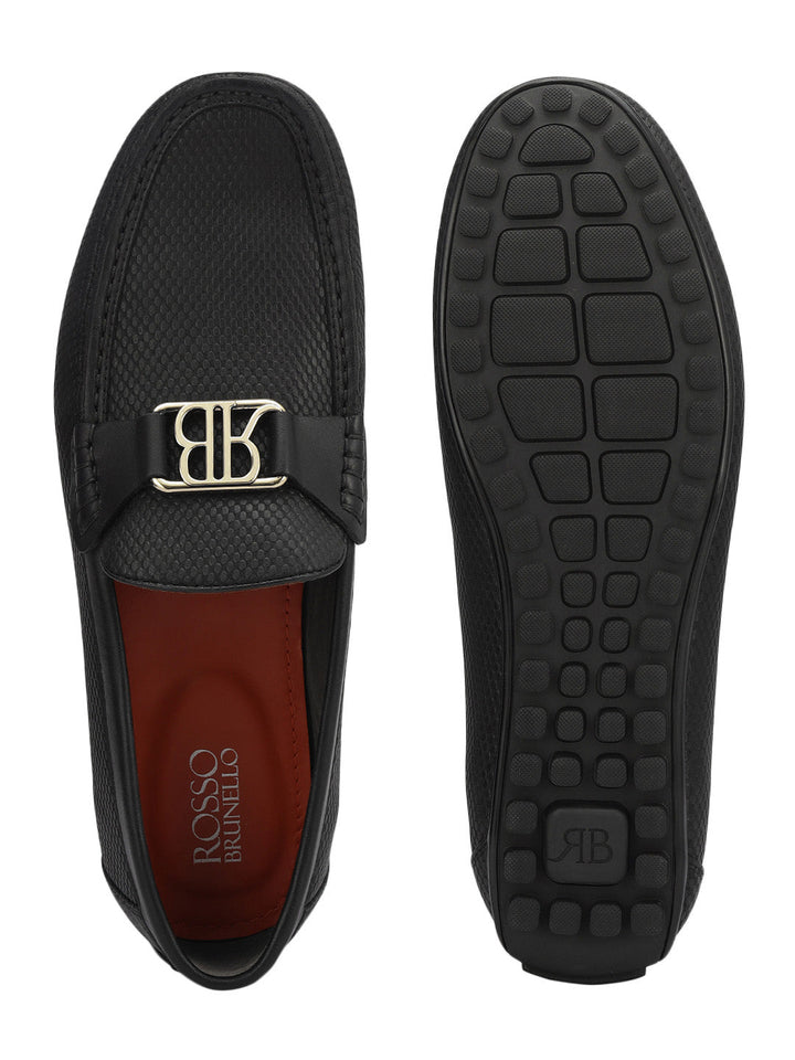 Black Moccasins With Logo Buckle