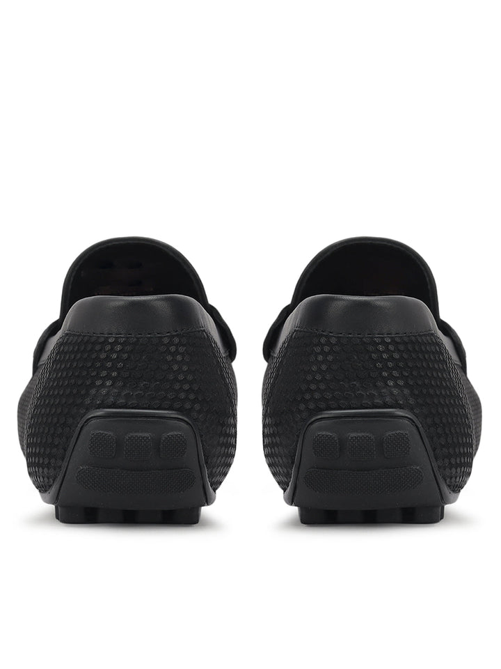 Black Moccasins With Logo Buckle