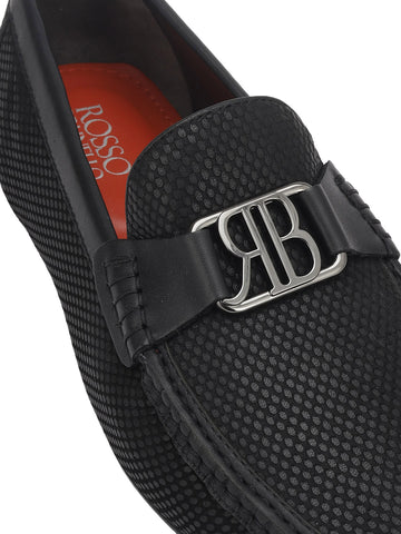 Black Moccasins With Logo Buckle