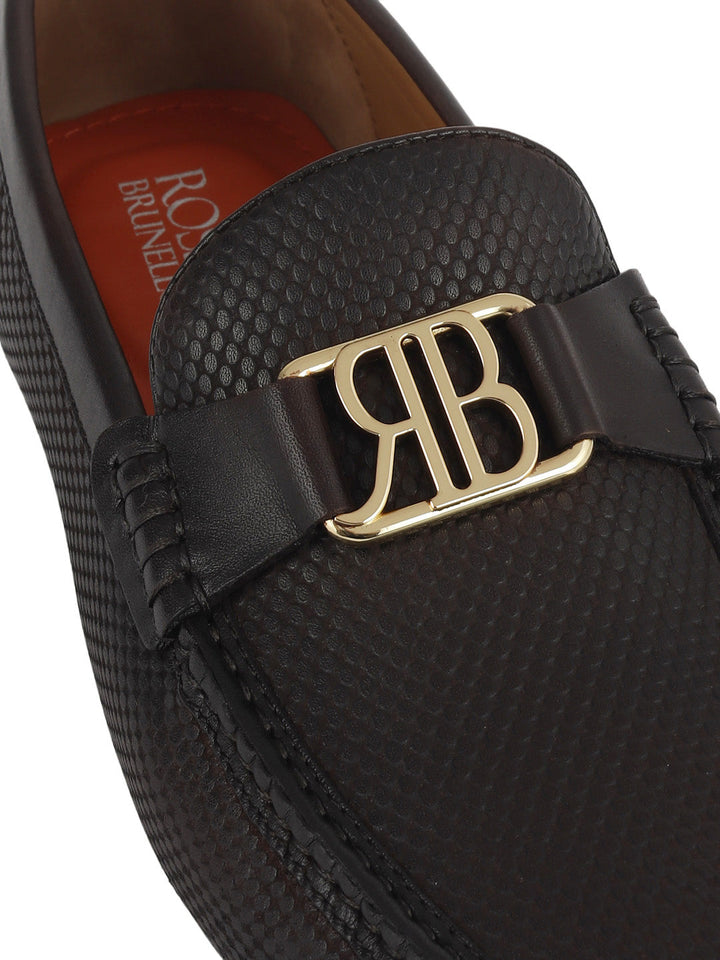 Brown Moccasins With Logo Buckle