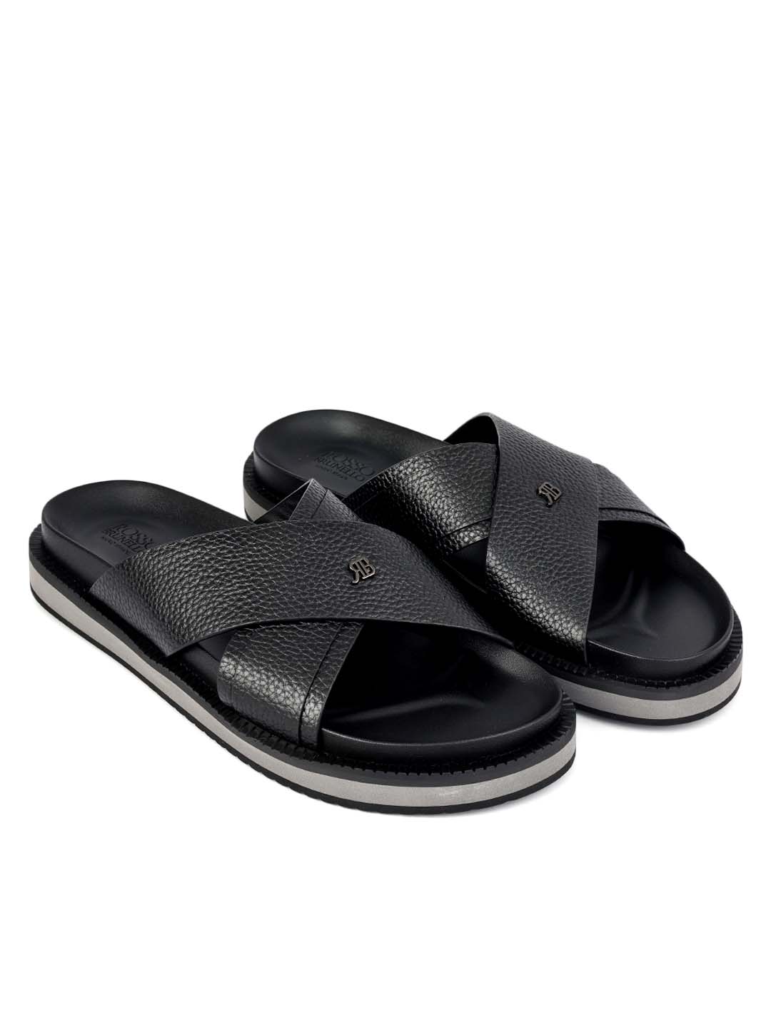 Black Criss Cross Leather Flats