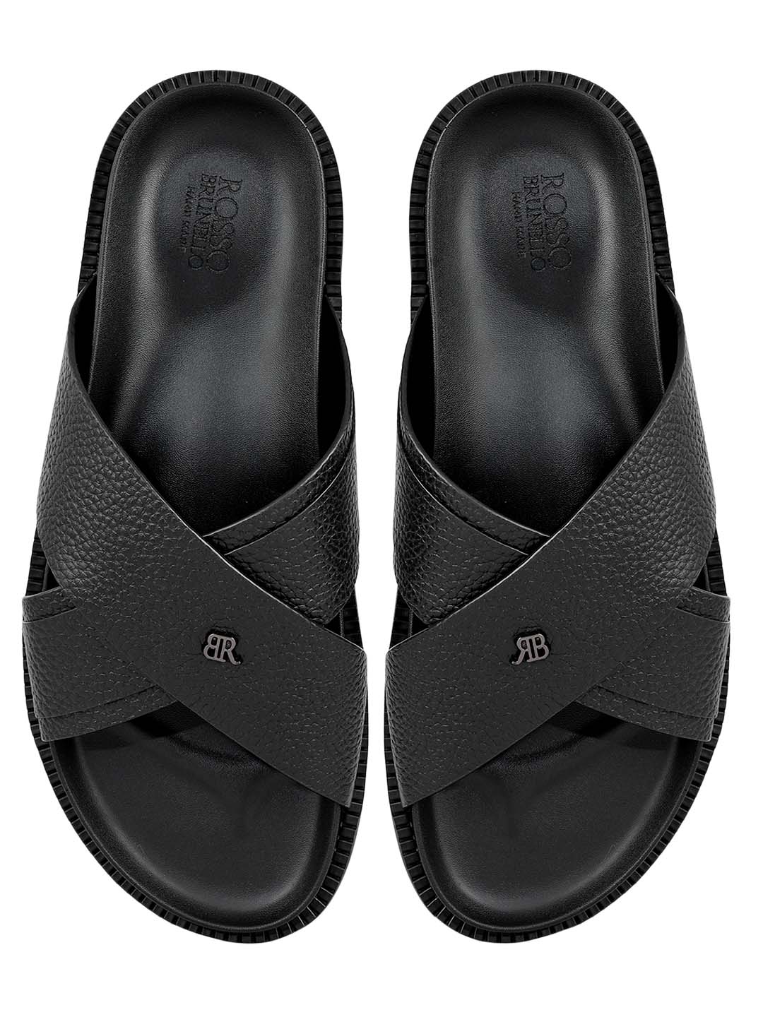 Black Criss Cross Leather Flats