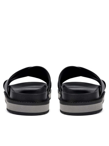 Black Criss Cross Leather Flats