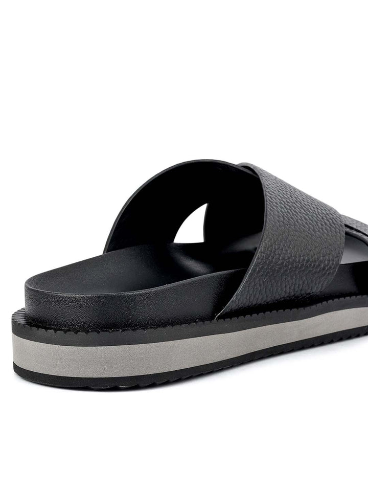 Black Criss Cross Leather Flats