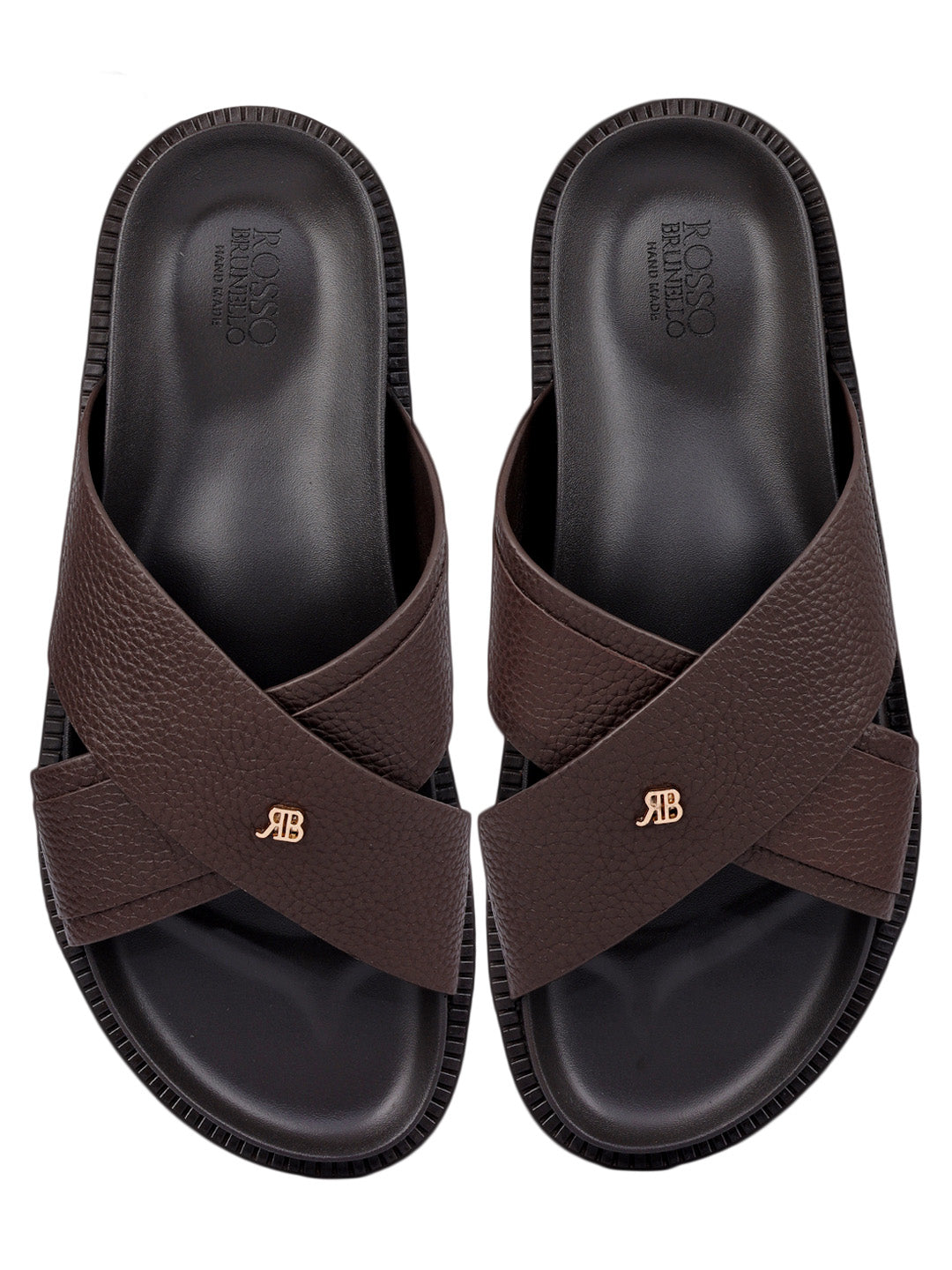 Brown Criss Cross Leather Flats