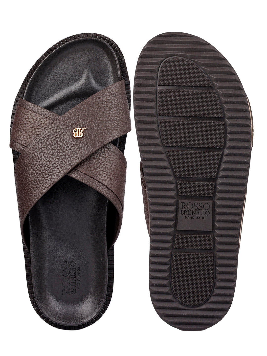 Brown Criss Cross Leather Flats