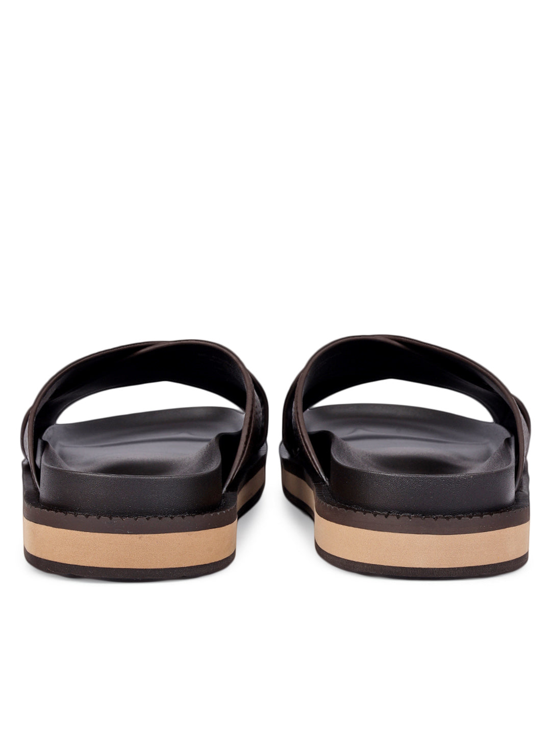 Brown Criss Cross Leather Flats