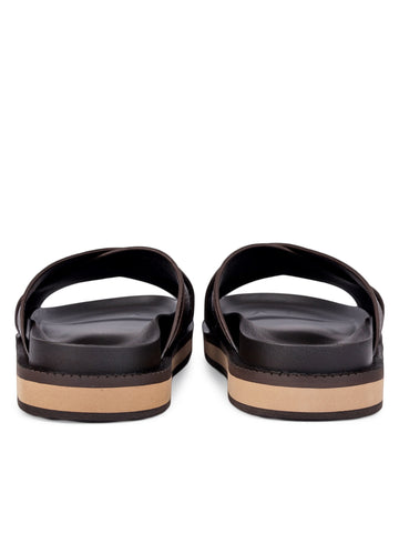 Brown Criss Cross Leather Flats