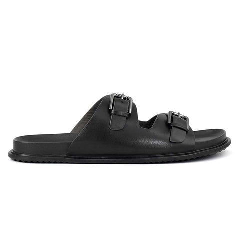 Black Double Strap Buckle Sliders