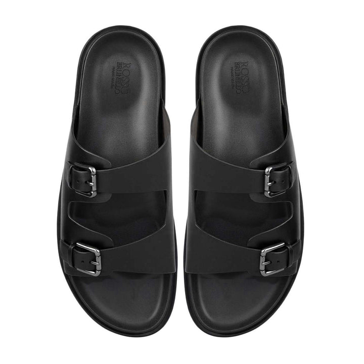 Black Double Strap Buckle Sliders