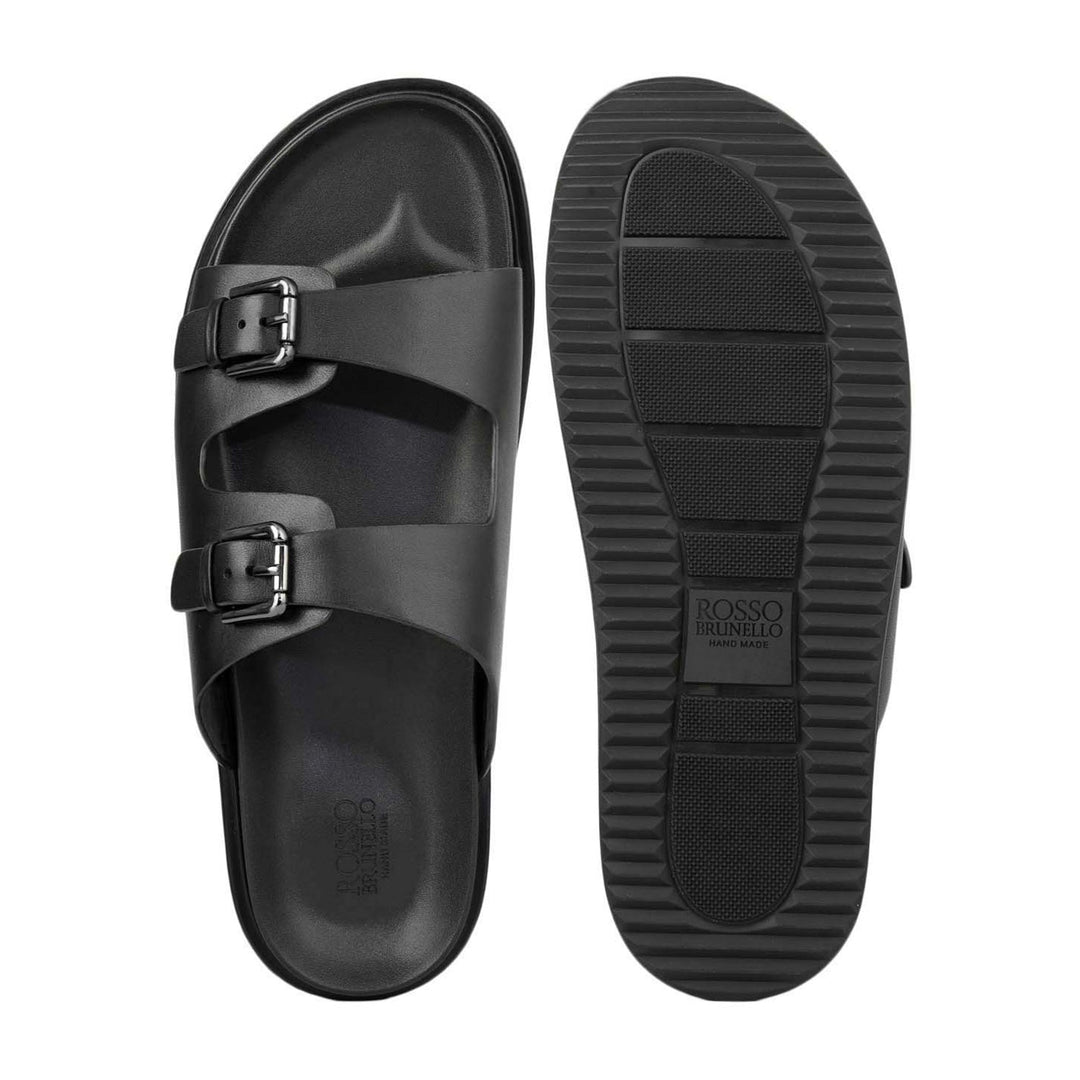 Black Double Strap Buckle Sliders