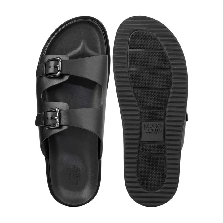 Black Double Strap Buckle Sliders