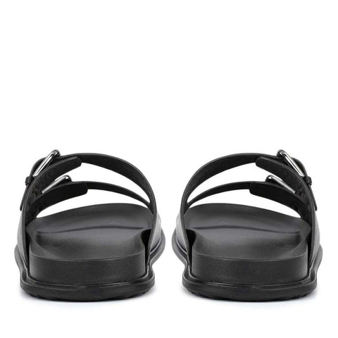 Black Double Strap Buckle Sliders