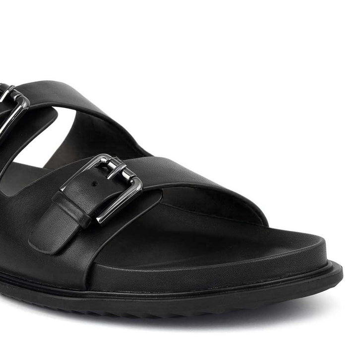 Black Double Strap Buckle Sliders