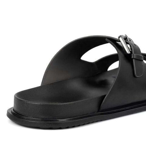 Black Double Strap Buckle Sliders