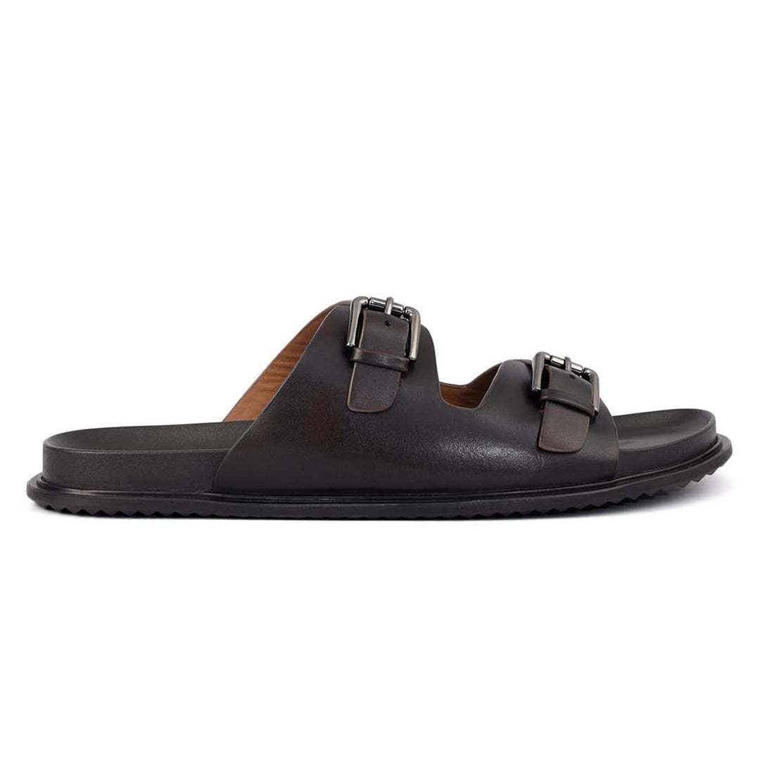 Brown Double Strap Buckle Sliders