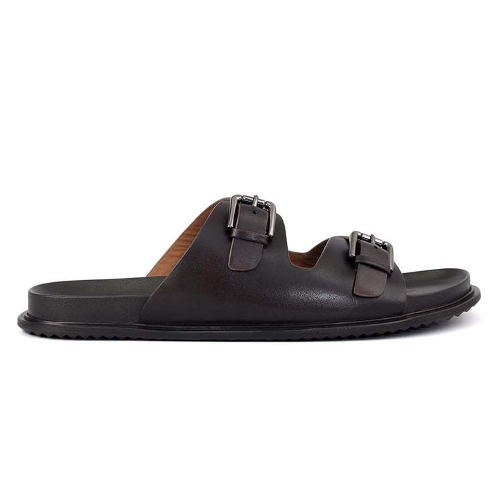 Brown Double Strap Buckle Sliders